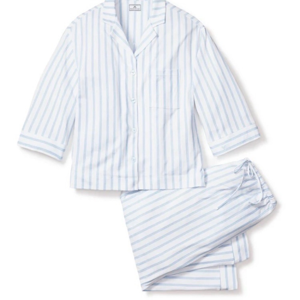 Classic Stripe Women's Pajama Set - Light Blue & White